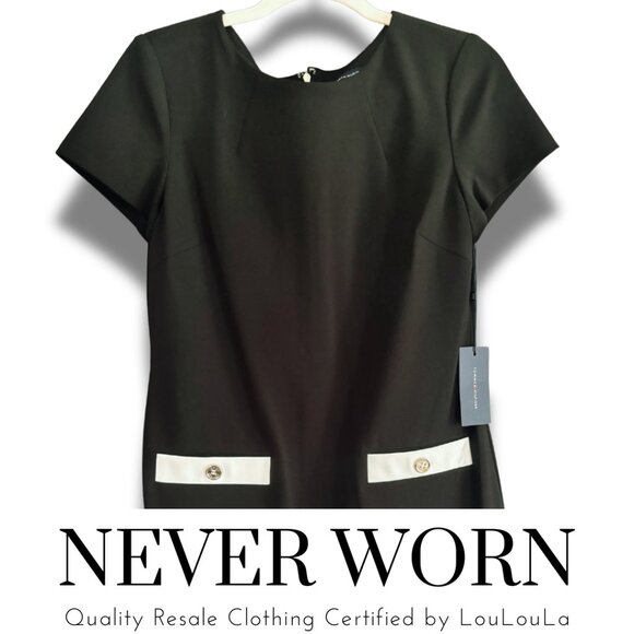 Tommy Hilfiger | Little Black Dress with Gold Button Detail | Never Worn |Size 6 - Picture 2 of 6